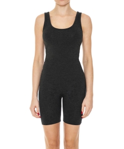 6 Pieces Pack Double Scoop Neck Jersey Tank Bodycon Romper 75392 CHARCOAL